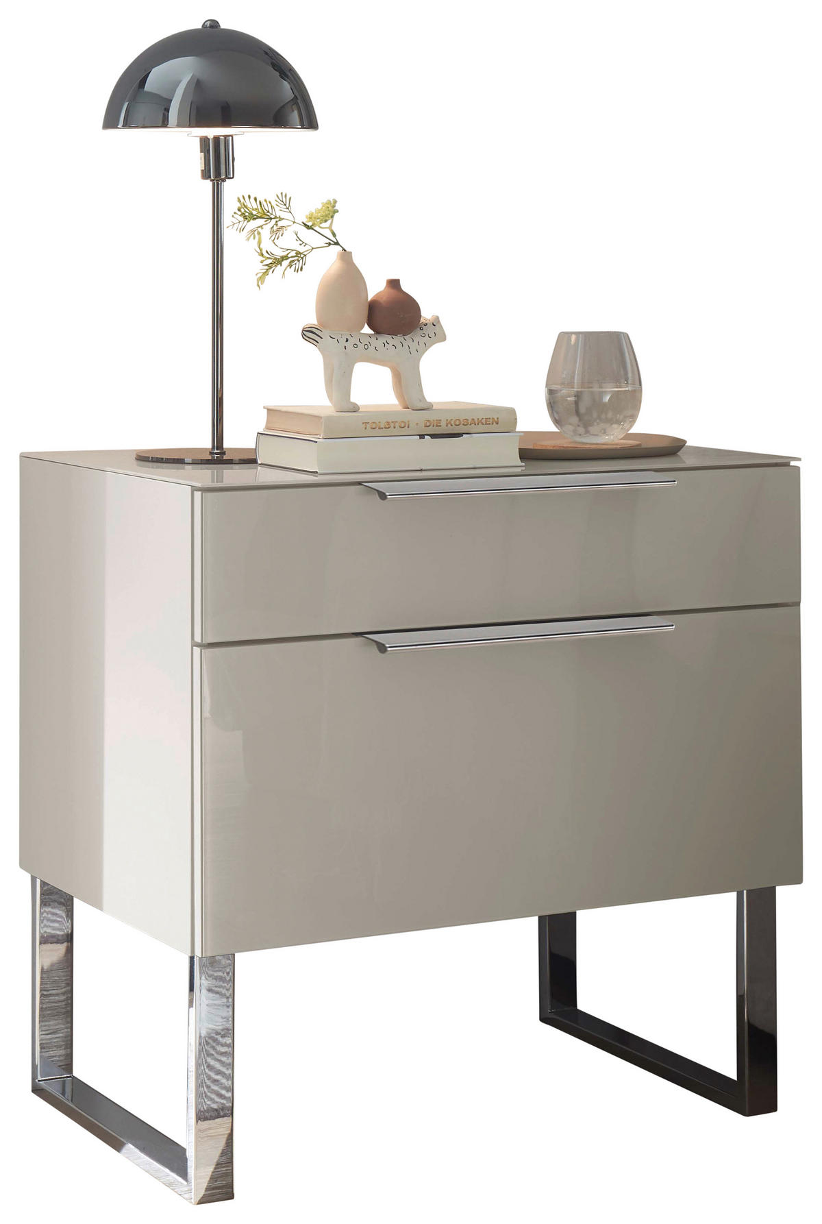 NACHTSCHRANK 60/59,7/43 cm  - Chromfarben/Champagner, Basics, Glas/Holzwerkstoff (60/59,7/43cm) - Dieter Knoll