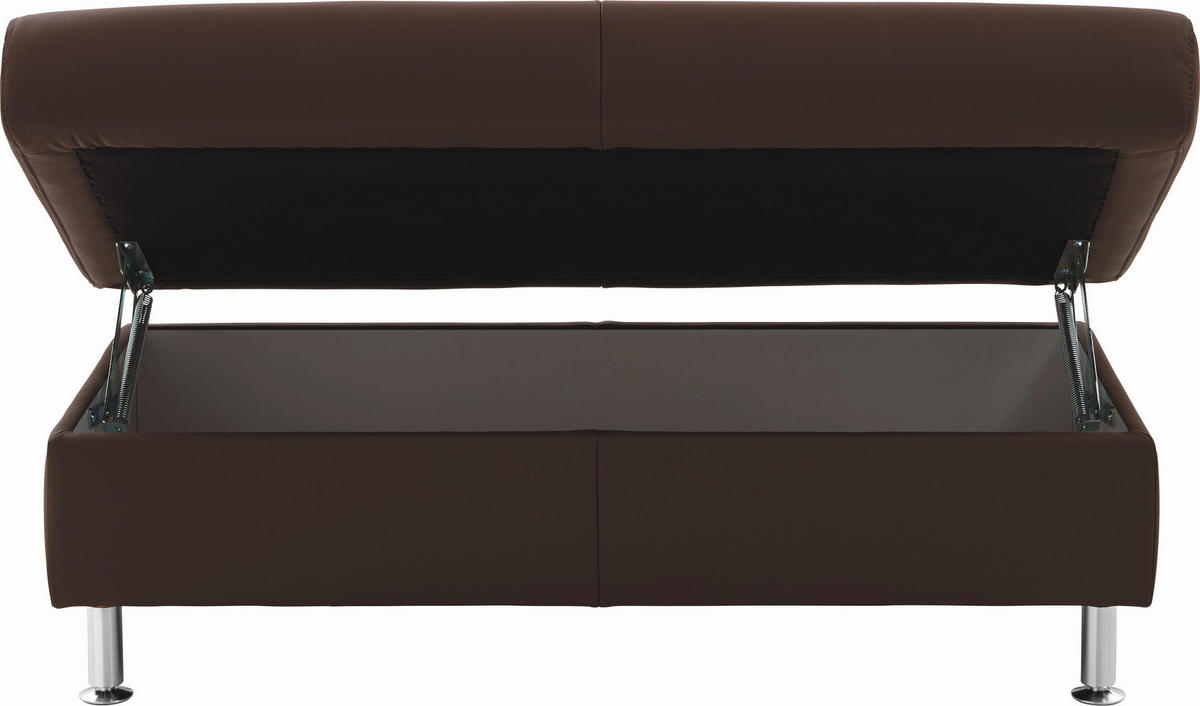 WOHNLANDSCHAFT in Echtleder Dunkelbraun  - Dunkelbraun/Alufarben, Design, Leder/Metall (233/339/165cm) - Beldomo Premium