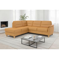 ROHOVÁ SEDAČKA, koža, kari žltá - farba duba/kari žltá, Basics, koža/drevo (212/236cm) - Sit & More