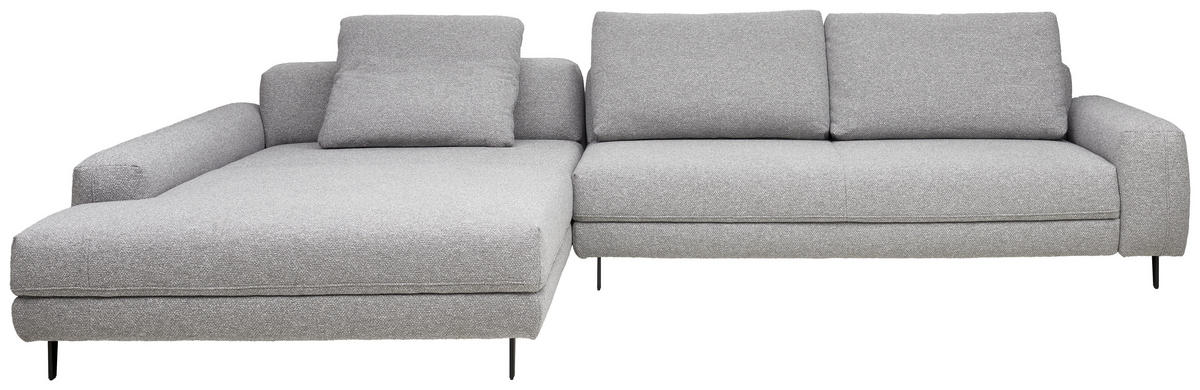ECKSOFA  in Flachgewebe Hellgrau  225/355 cm  - Anthrazit/Hellgrau, Design, Textil/Metall (225/355cm) - Johann Jakob