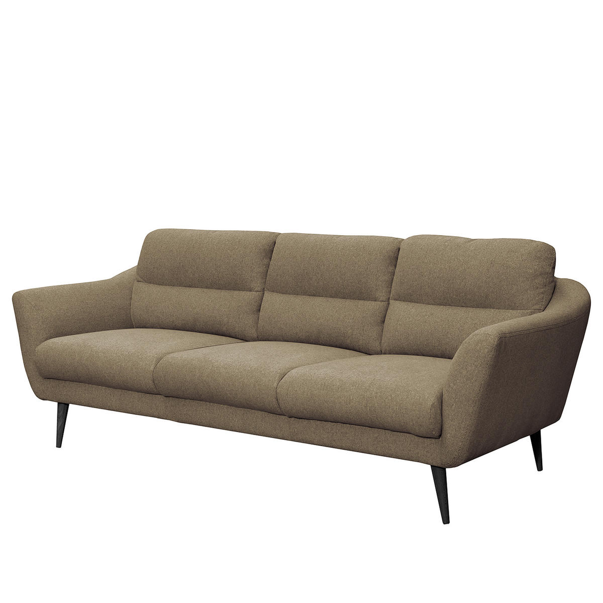 3-SITZER-SOFA Webstoff Braun  - Schwarz/Braun, Design, Holz/Textil (209/87/88cm) - Livetastic