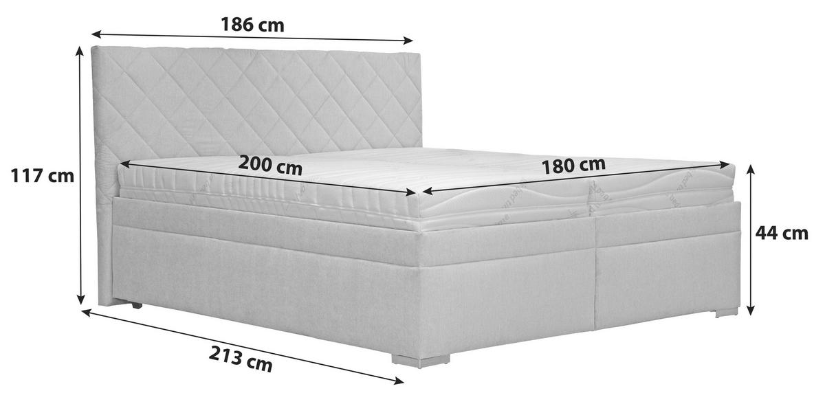 KÁRPITOZOTT ÁGY 180/200 cm  sötétszürke  - sötétszürke/szürke, Modern, műanyag/textil (180/200cm) - Cantus