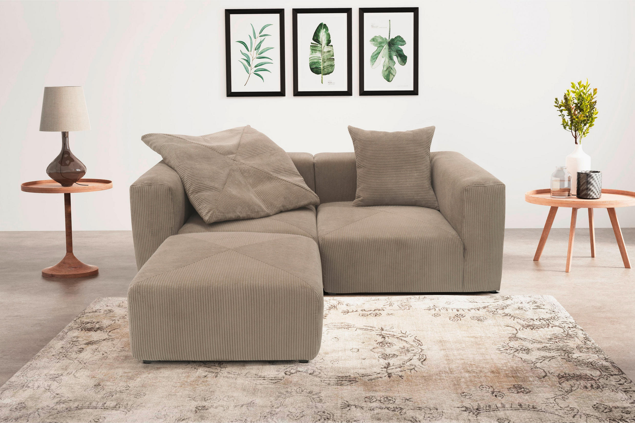 HOCKER Mikrofaser Schlammfarben  - Schlammfarben/Schwarz, Design, Kunststoff/Textil (85/42/85cm) - MID.YOU
