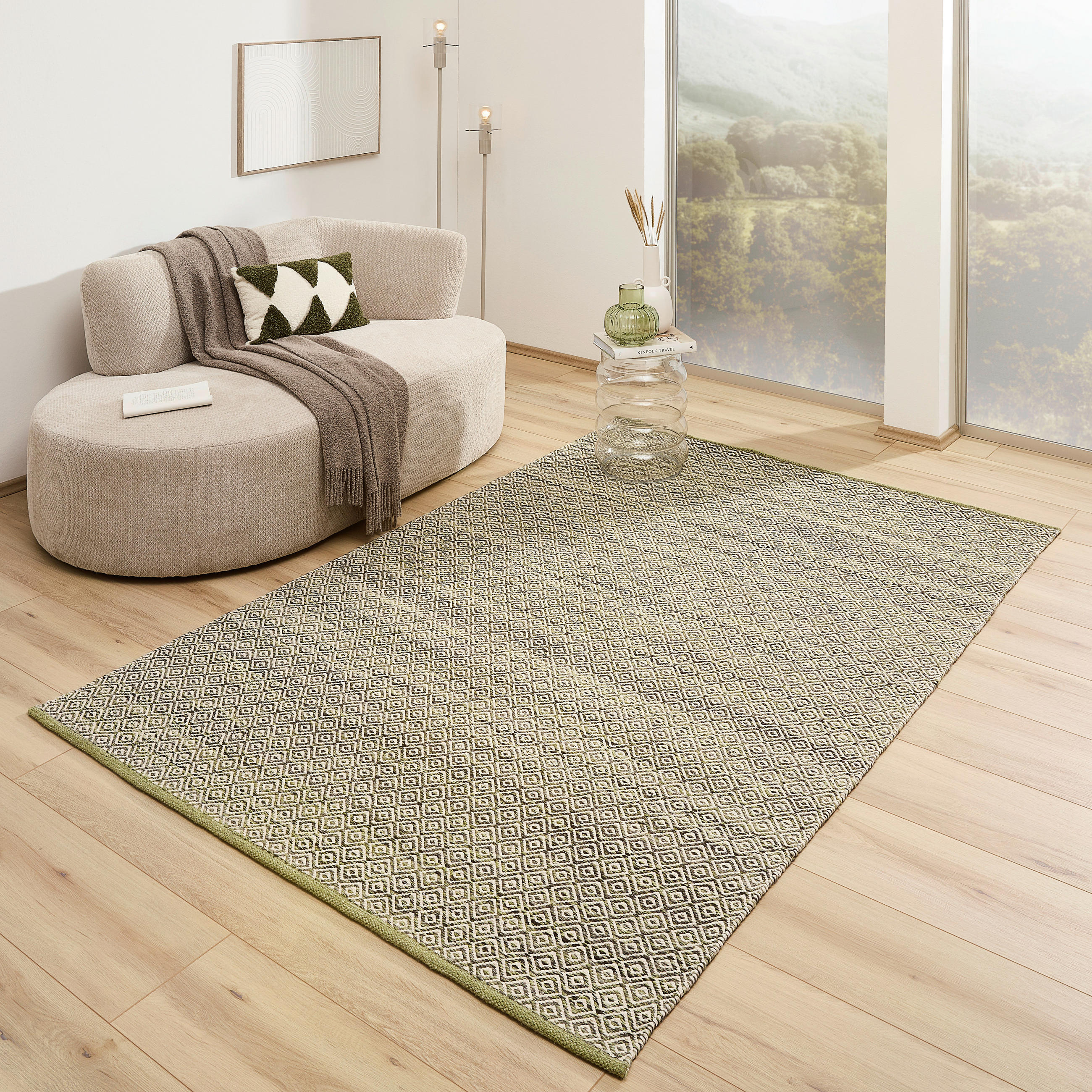 RUČNĚ TKANÝ KOBEREC, 130/190 cm, zelená - zelená, Natur, textil (130/190cm) - Linea Natura