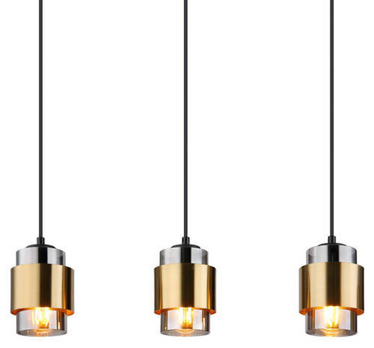 HÄNGLAMPA Milley 105/10/150 cm  - mässingsfärgad/svart, Design, metall/glas (105/10/150cm) - Globo