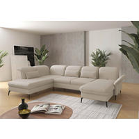 WOHNLANDSCHAFT in Flachgewebe Creme  - Creme/Schwarz, Konventionell, Textil/Metall (231/359/198cm) - Sit & More