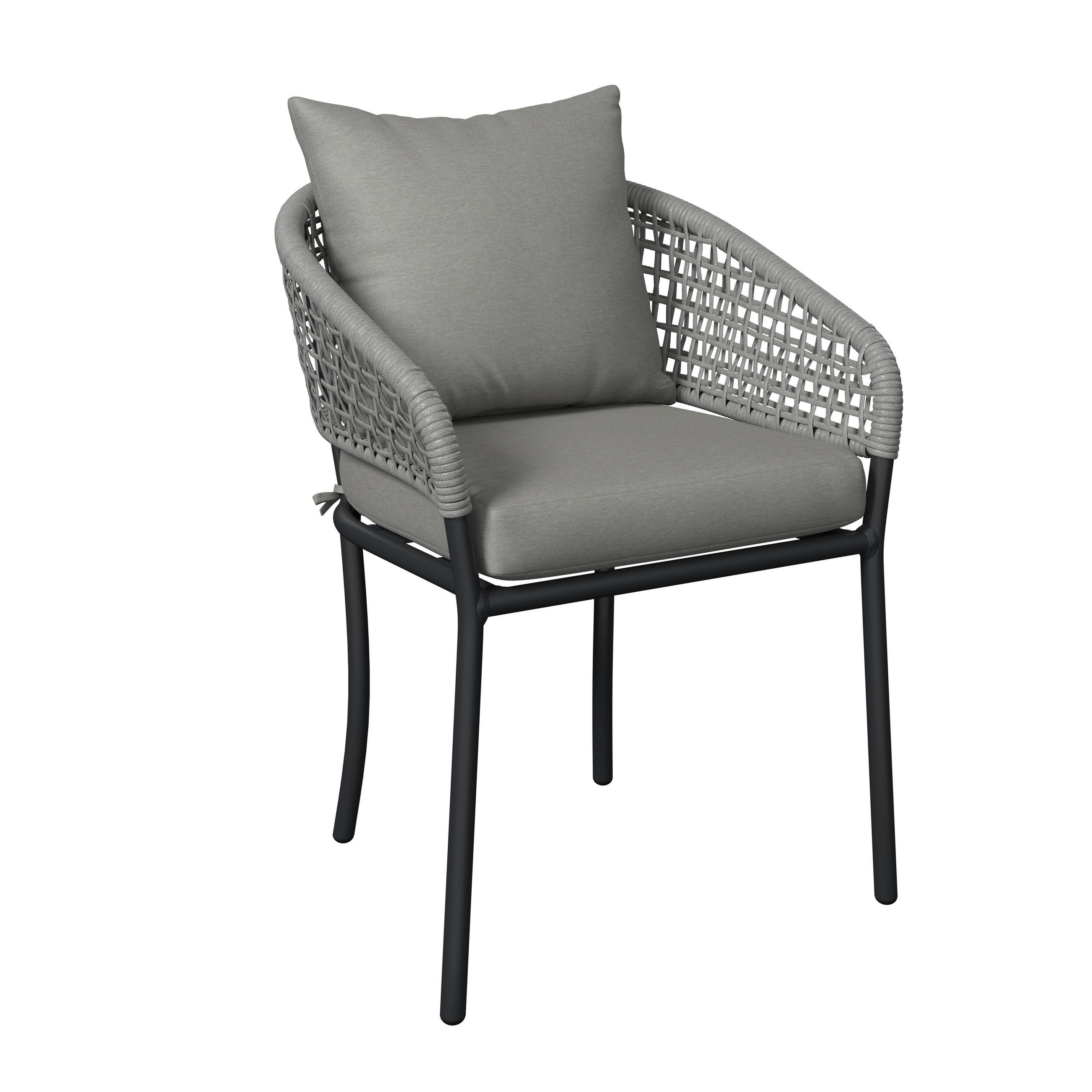 GARTENSTUHL Metall, Kunststoff, Textil Grau  - Anthrazit/Grau, MODERN, Kunststoff/Textil (60/76/62cm) - Ambia Garden