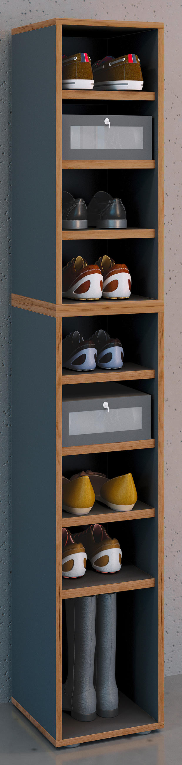SCHUHREGAL 30/183/33 cm  - Honigeiche/Anthrazit, Design, Holzwerkstoff/Kunststoff (30/183/33cm) - MID.YOU