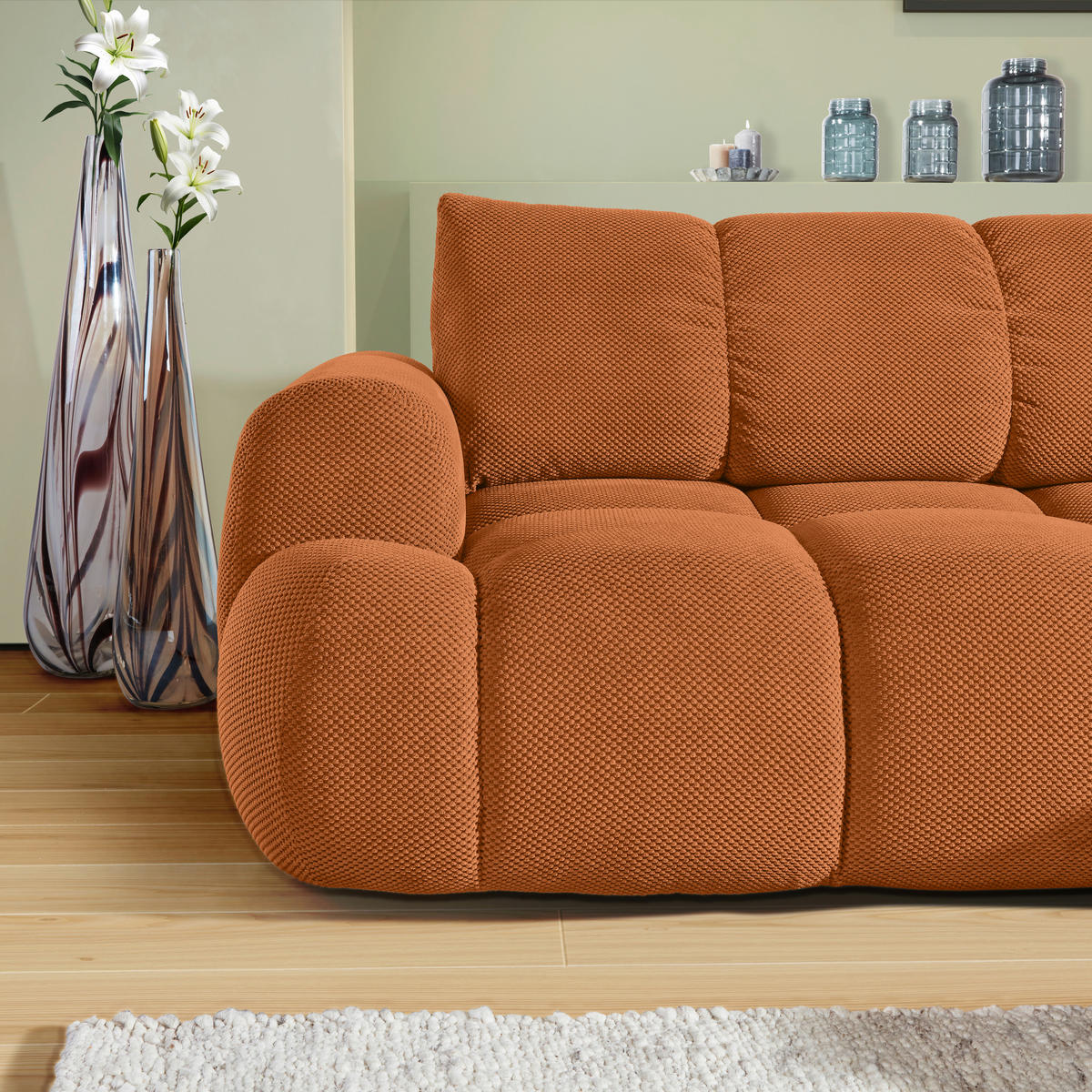 HÖRNSOFFA i flatväv rostfärgad  - svart/rostfärgad, Klassisk, textil/plast (274/174cm) - MID.YOU