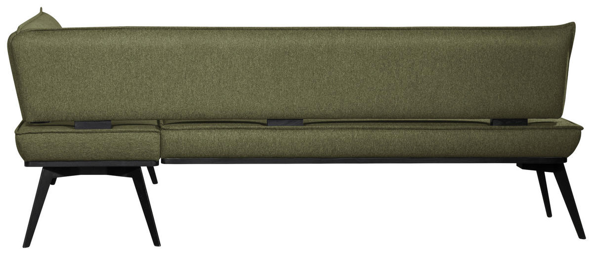 ECKBANK 235/165 cm Webstoff Schwarz, Olivgrün Buche massiv   - Schwarz/Olivgrün, Basics, Holz/Textil (235/165cm) - Carryhome