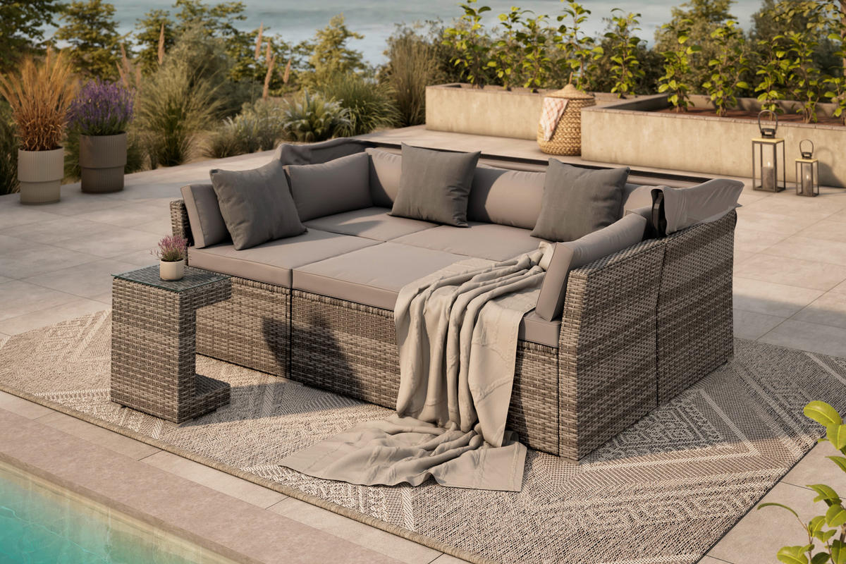 LOUNGEGARNITUR    - Grau, MODERN, Kunststoff/Metall - Ambia Garden