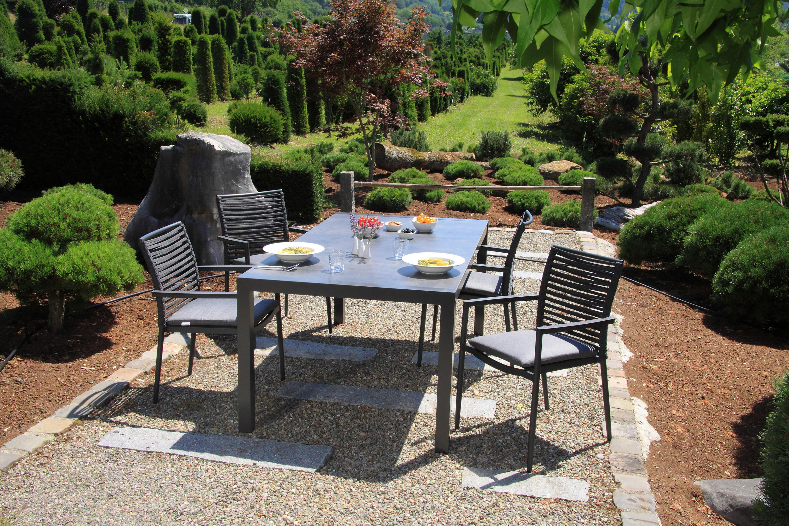 Gartenset 5-tlg. Textil/metall /holzwerkstoff/kunststoff