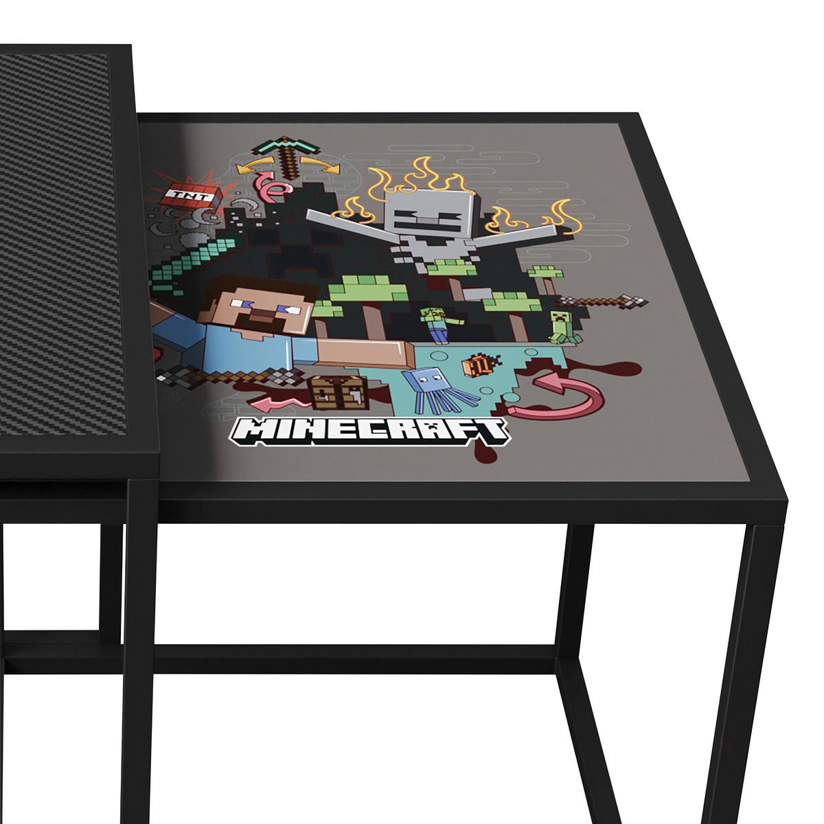 BEISTELLTISCHSET rechteckig Schwarz  - Schwarz, MODERN, Holzwerkstoff/Metall (45/48/45cm) - Minecraft