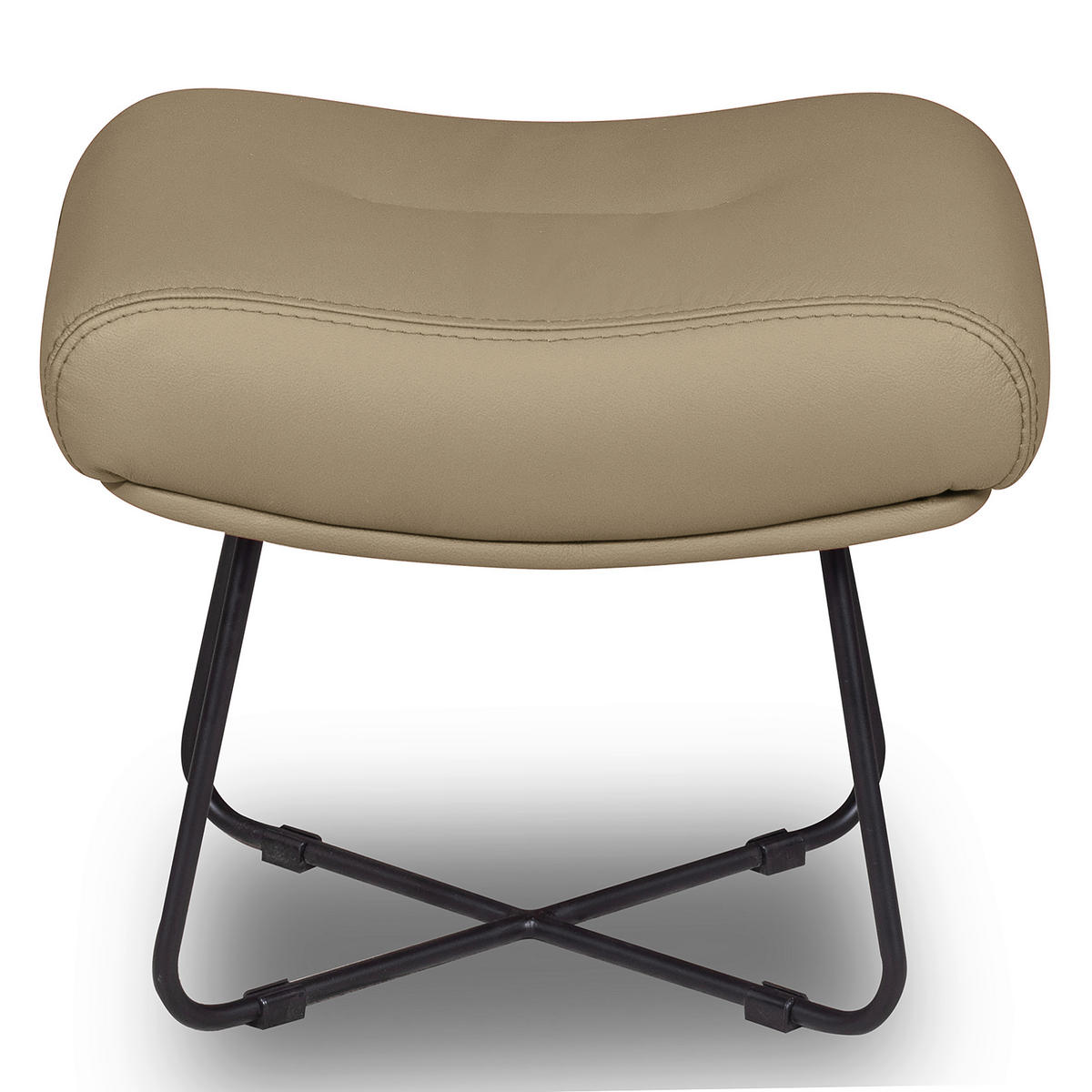 SESSELSET Echtleder Hocker    - Hellgrau/Schwarz, Design, Leder/Metall (67/87/74cm) - Livetastic