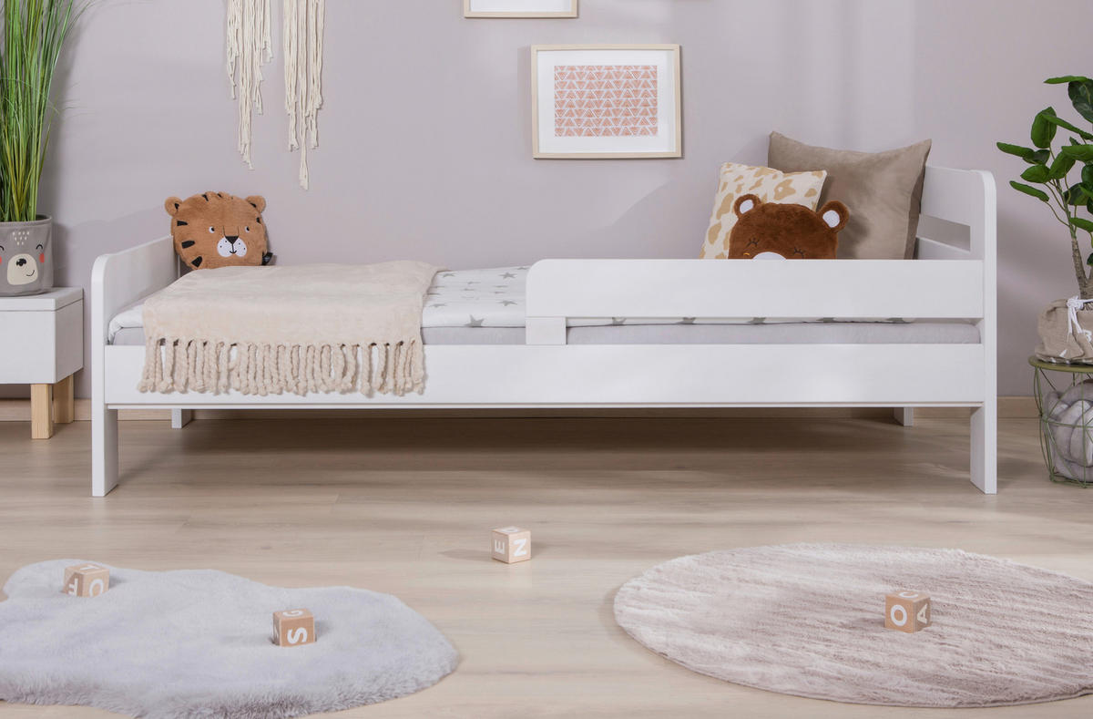 BETT 100/200 cm  Weiss   - Weiss/Naturfarben, Modern, Holz (100/200cm) - Livetastic