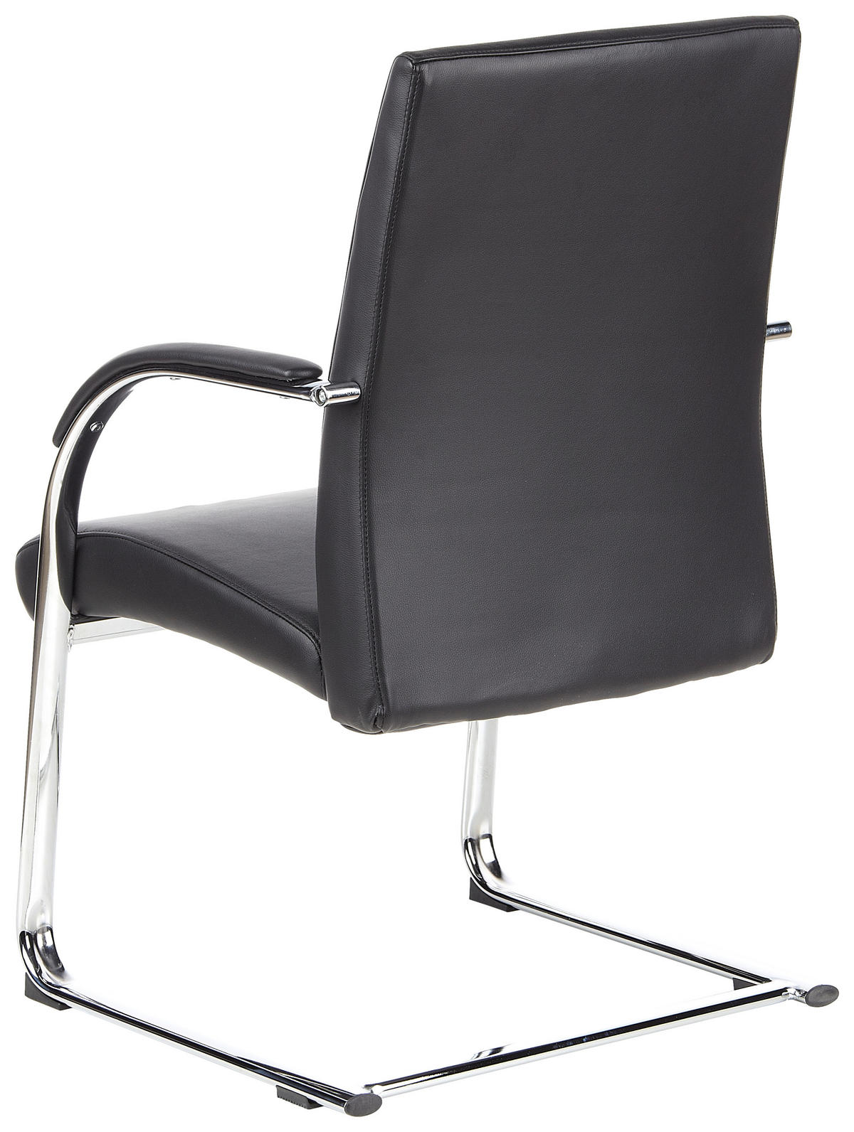 BESÖKSSTOL  i läderimitation svart  - aluminiumfärg/svart, Modern, metall/läder (60/101/49cm) - MID.YOU