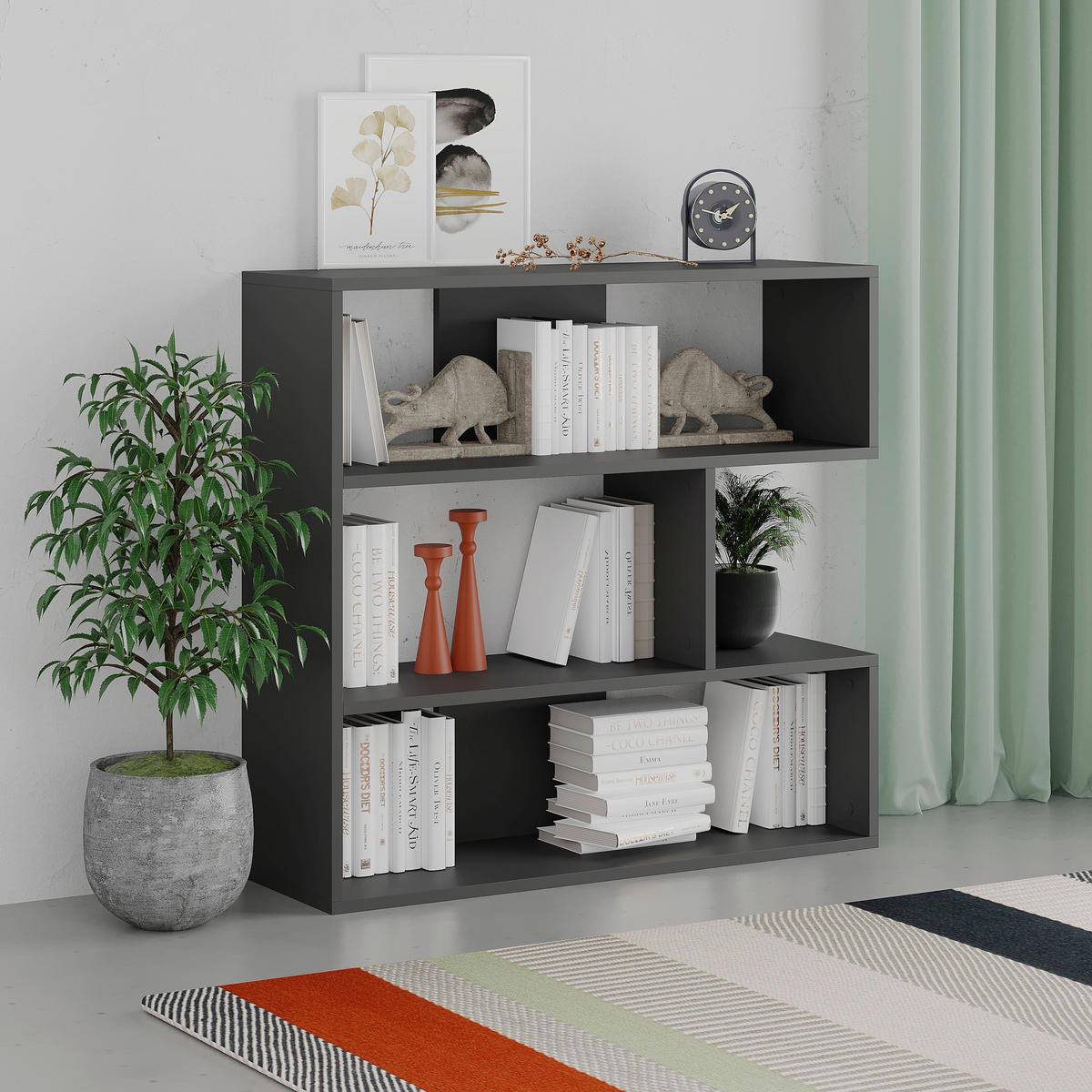 BÜCHERWAND  94/89/30 cm Anthrazit  - Anthrazit, Design, Holzwerkstoff (94/89/30cm) - Livetastic