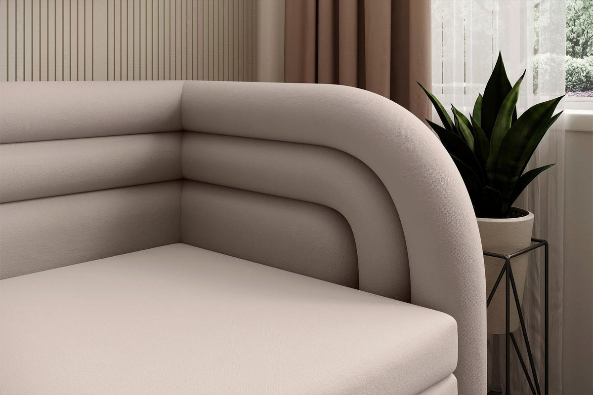 RÉCAMIERE Samt Beige  - Beige/Schwarz, Design, Kunststoff/Textil (223/80/86cm) - P & B