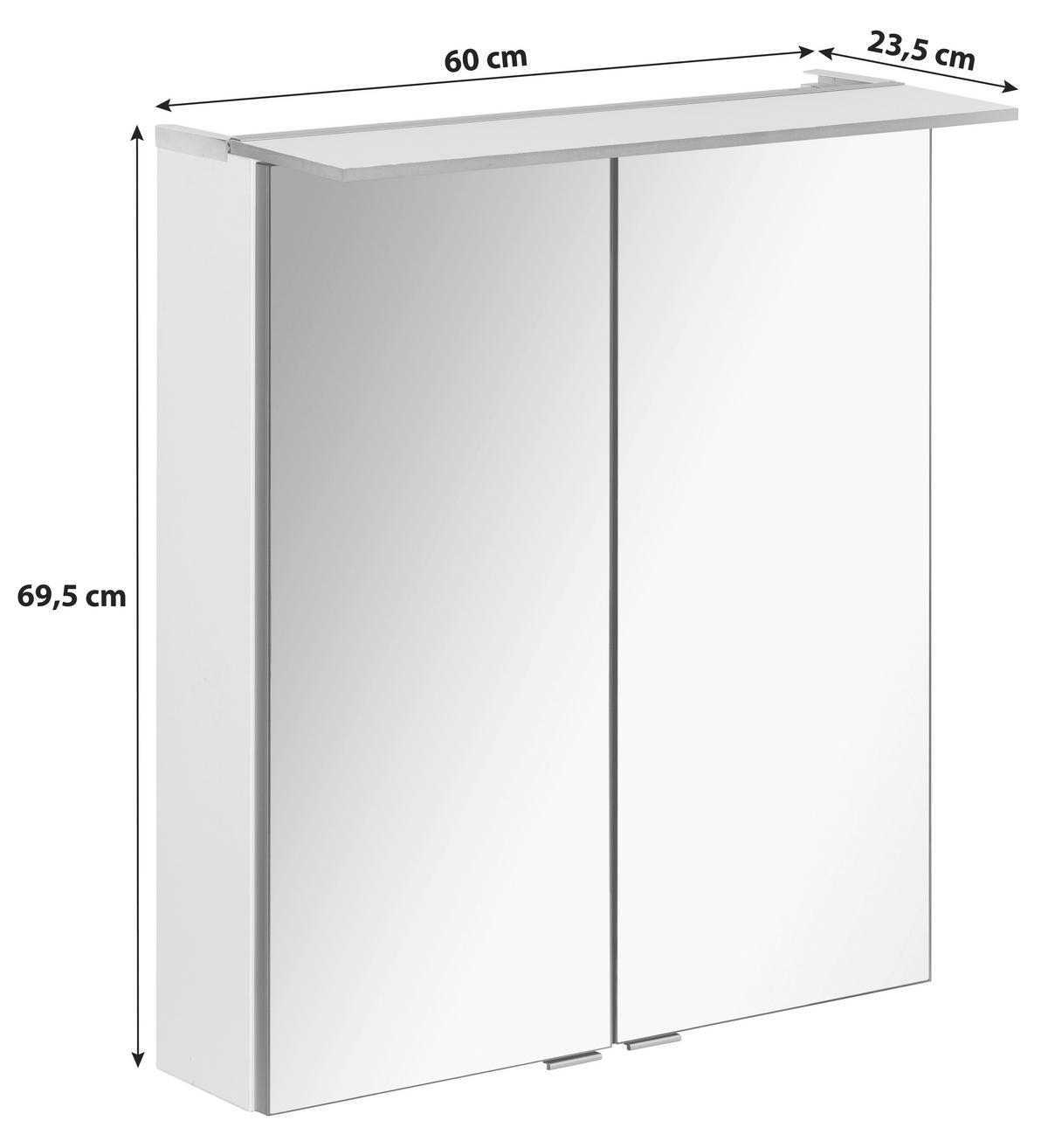 SPIEGELSCHRANK 60/69,5/23,5 cm  - Silberfarben/Weiß, MODERN, Glas/Holzwerkstoff (60/69,5/23,5cm) - MID.YOU