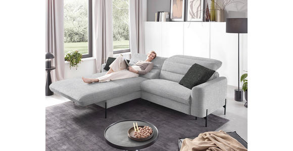 ECKSOFA in Flachgewebe Hellgrau 191/252 cm - Hellgrau/Schwarz, Design, Textil/Metall (191/252cm) - Dieter Knoll