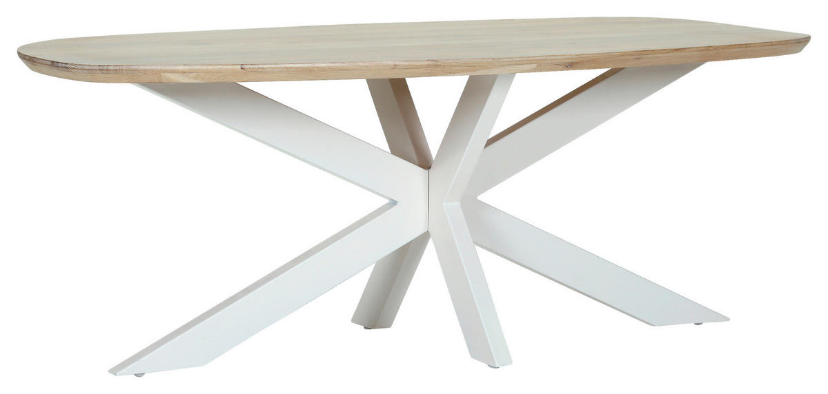 ESSTISCH Holz 200/100/77 cm  - Weiss/Eichefarben, Modern, Holz/Metall (200/100/77cm) - Livetastic