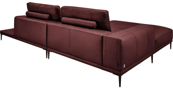 ECKSOFA  in Echtleder Bordeaux  201/304 cm  - Bordeaux/Schwarz, Design, Leder/Metall (201/304cm) - Belluti