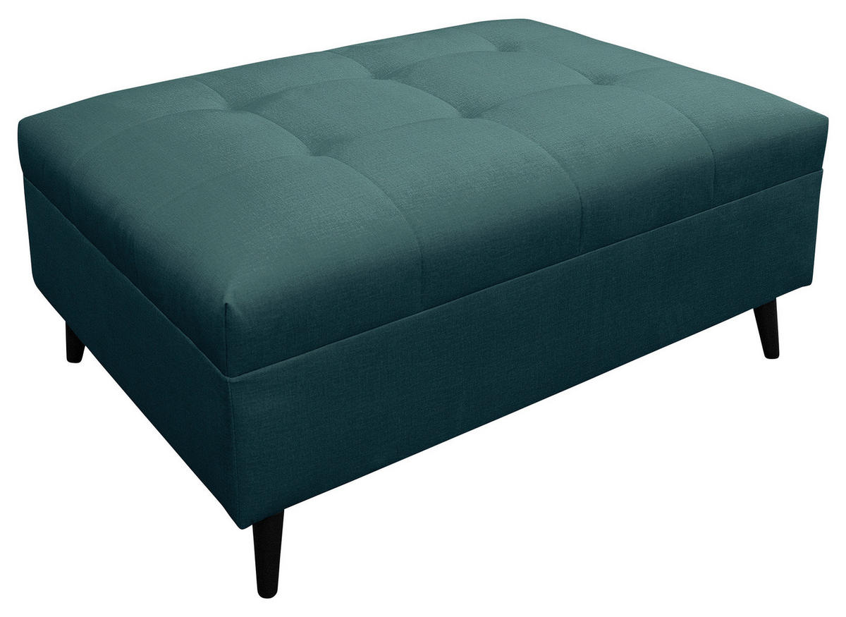 Ecksofa inkl. Hocker, mikrovlakna barve petroleja  - barve petroleja/črna, Design, tekstil/les (247/174cm) - MID.YOU