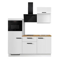 KÜCHENBLOCK 180 cm   in Weiß, Eichefarben  - Eichefarben/Schwarz, Basics, Holzwerkstoff/Metall (180cm) - Impuls