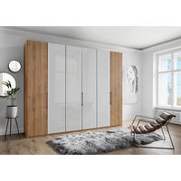 FALTTÜRENSCHRANK 300/236/58 cm 3-türig Weiß, Eiche Bianco  - Schieferfarben/Eiche Bianco, KONVENTIONELL, Glas/Holzwerkstoff (300/236/58cm) - Dieter Knoll