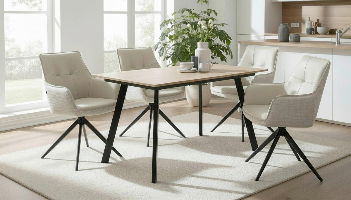 STOLICA S NASLONOM ZA RUKE  crna, bež  drvo, metal, tekstil      - bež/crna, Moderno, drvo/metal (58/87/61,5cm) - Livetastic