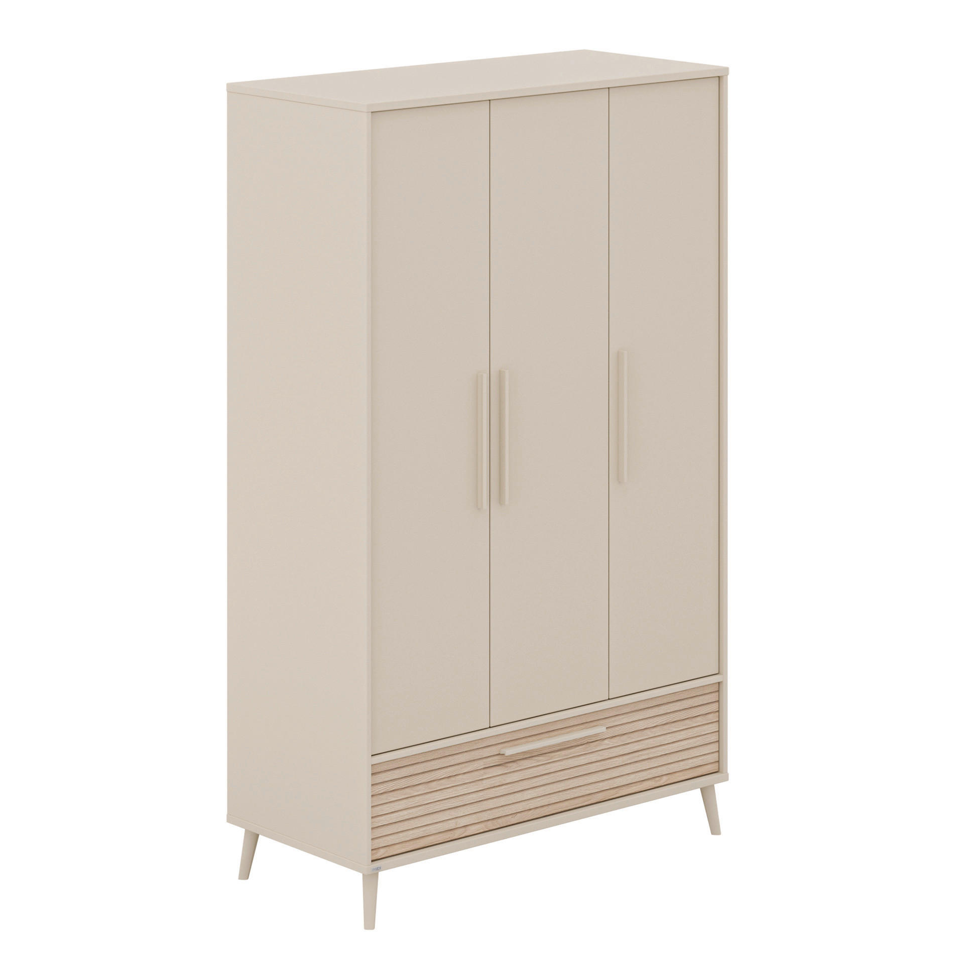 KLEIDERSCHRANK Eichefarben, Beige 3 Tür(en)  - Eichefarben/Beige, Basics, Holzwerkstoff (124/204/57cm) - Paidi