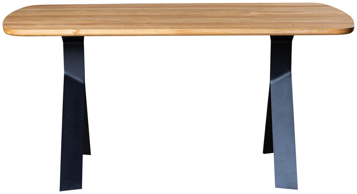 ESSTISCH Echtholz  Holz, Metall Eichefarben  - Eichefarben/Schwarz, MODERN, Holz/Metall (160/76/90cm) - Livetastic