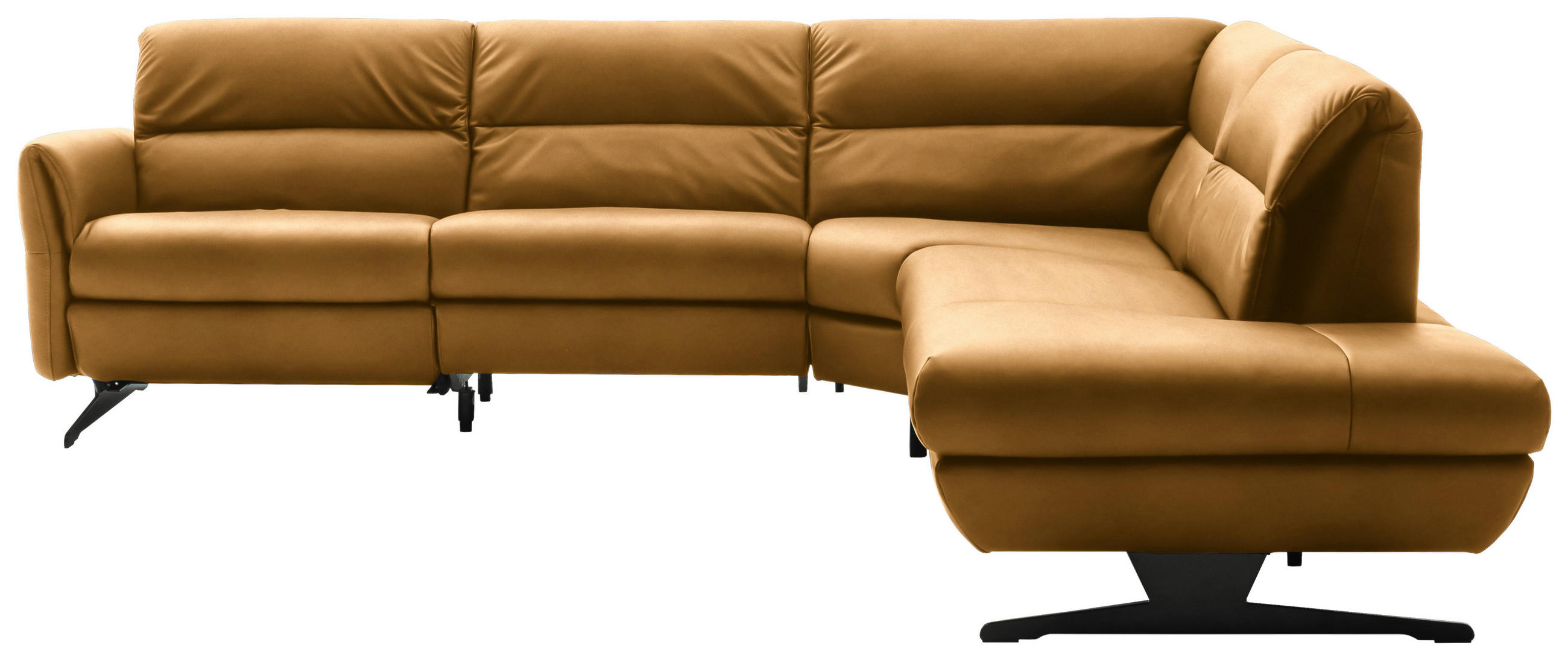 ECKSOFA Currygelb Echtleder  - Currygelb/Schwarz, Design, Leder/Metall (286/258cm) - Schöner Wohnen