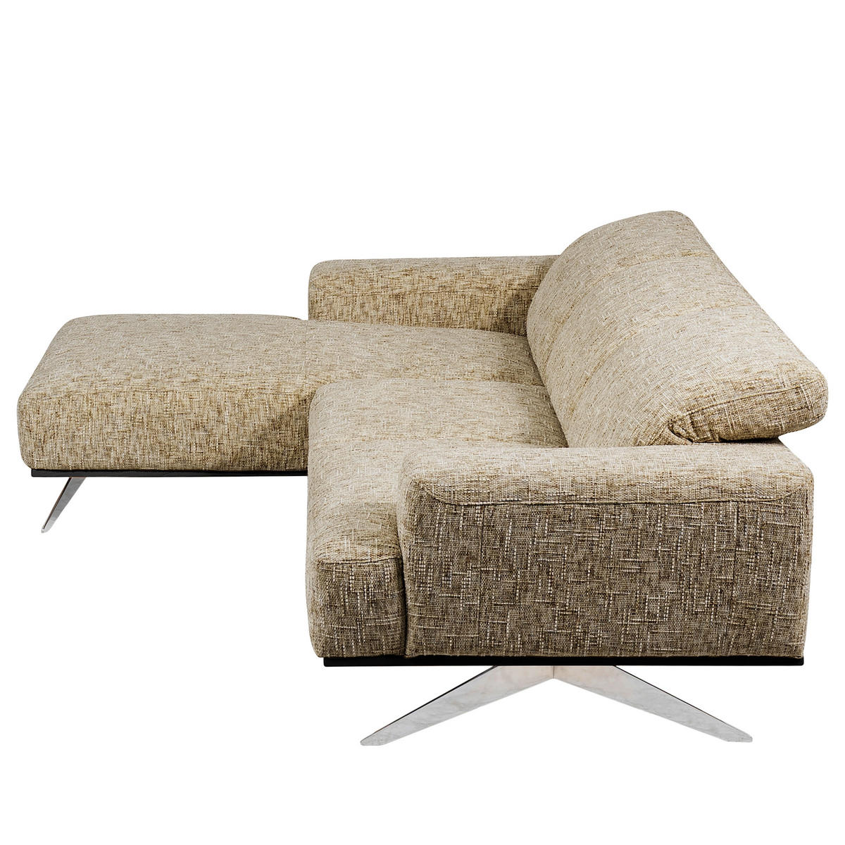 ECKSOFA Struktur Hellbraun  - Chromfarben/Hellbraun, Design, Holz/Textil (187/295cm) - Livetastic