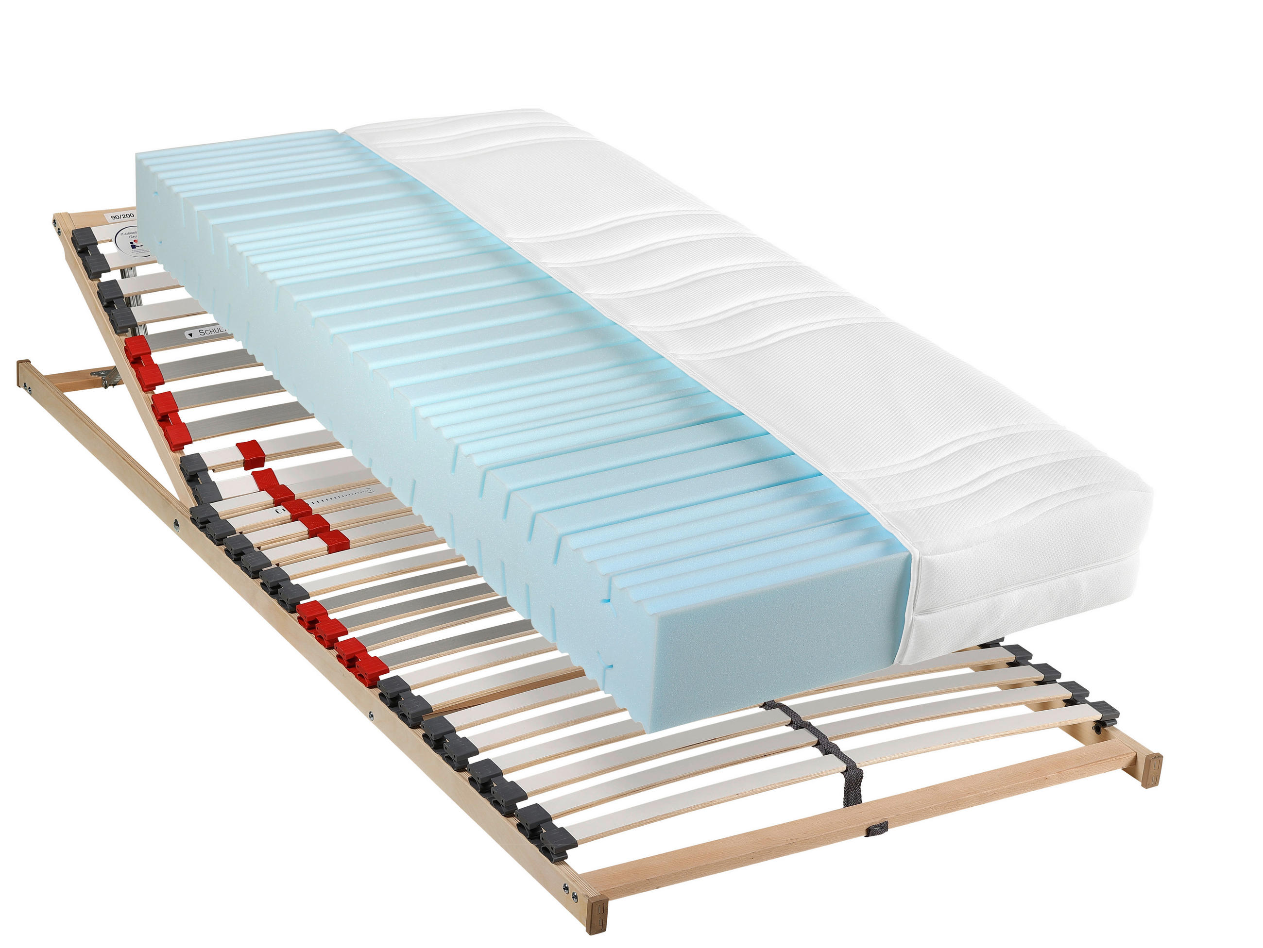 MATRATZENSET 90/200 cm  - Weiß/Grau, Basics, Holz/Kunststoff (90/200cm) - Visionight