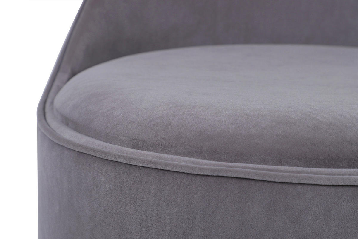 DREHHOCKER Samt Grau  - Goldfarben/Grau, Design, Textil/Metall (52/68cm) - Kayoom