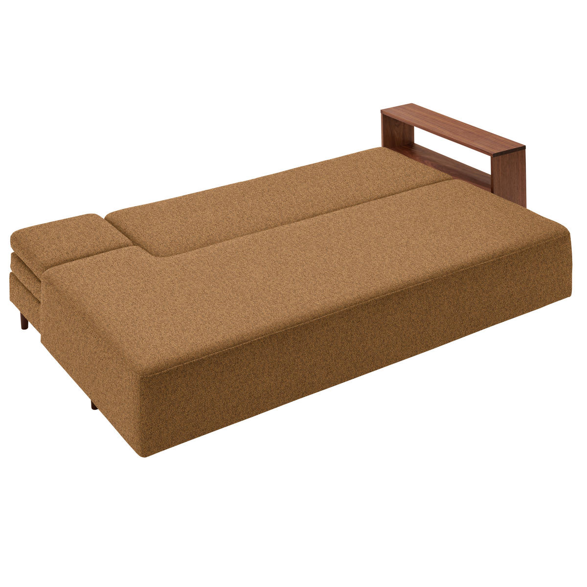 SCHLAFSOFA in Textil Currygelb  - Currygelb/Nussbaumfarben, Natur, Holz/Textil (228/90/100cm) - Joka