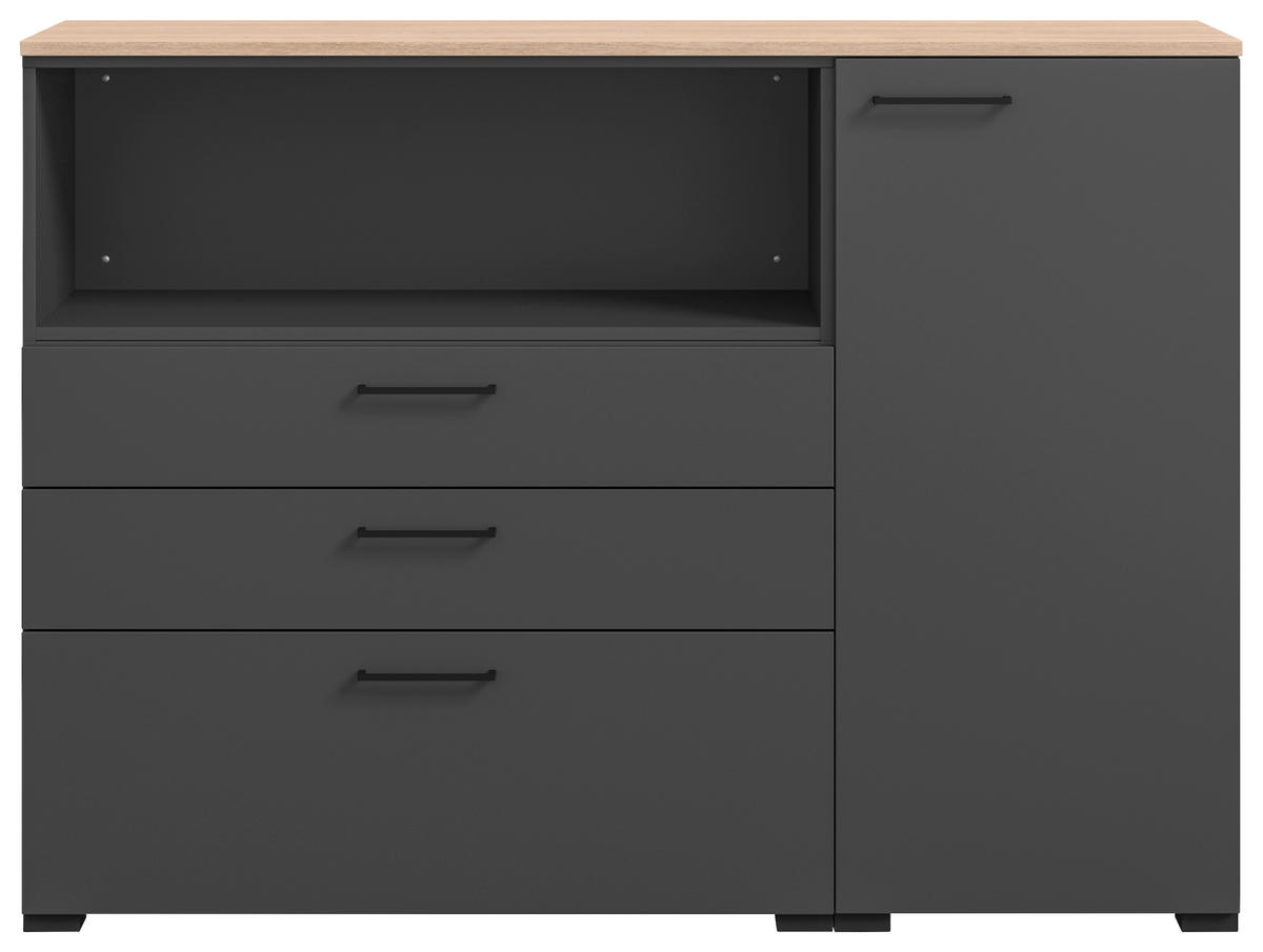 SIDEBOARD 150/108/41,9 cm  in Graphitfarben, Eichefarben  - Eichefarben/Anthrazit, Design, Holzwerkstoff/Metall (150/108/41,9cm) - Cantus