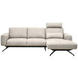 ECKSOFA in Struktur Creme  262/157 cm  - Creme/Schwarz, Design, Textil/Metall (262/157cm) - Novel