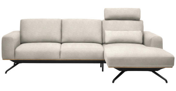 ECKSOFA in Struktur Creme  262/157 cm  - Creme/Schwarz, Design, Textil/Metall (262/157cm) - Novel