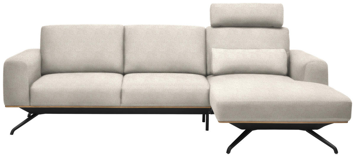 ECKSOFA in Struktur Creme  - Creme/Schwarz, Design, Textil/Metall (262/157cm) - Novel