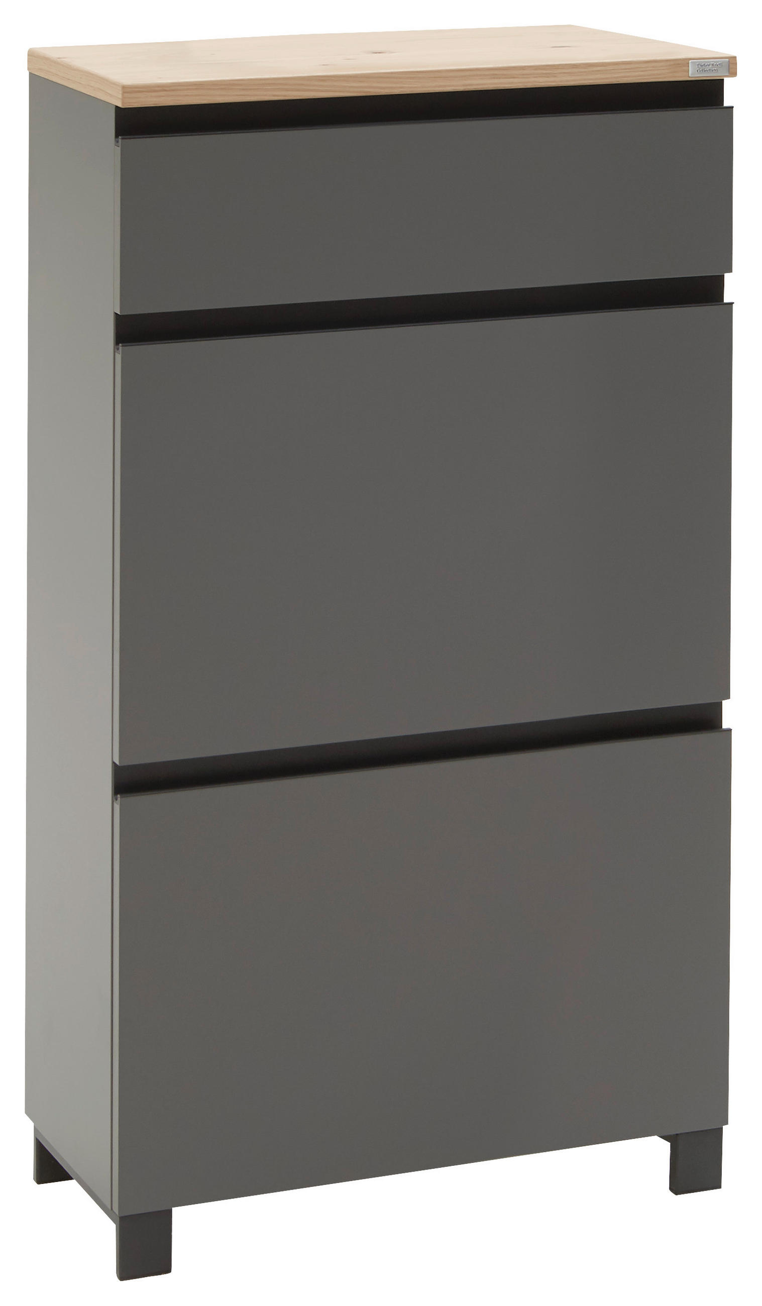 SCHUHSCHRANK Balkeneiche furniert Grau, Eichefarben - Eichefarben/Anthrazit, Design, Holz/Metall (60/108/31cm) - Dieter Knoll