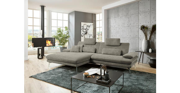 ECKSOFA in Velours Grau 184/284 cm - Schwarz/Grau, Design, Textil/Metall (184/284cm) - Dieter Knoll
