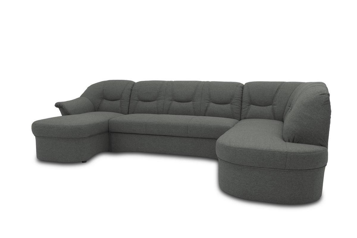 WOHNLANDSCHAFT Dunkelgrau Mikrofaser  - Dunkelgrau/Schwarz, KONVENTIONELL, Kunststoff/Textil (146/295/180cm) - MID.YOU