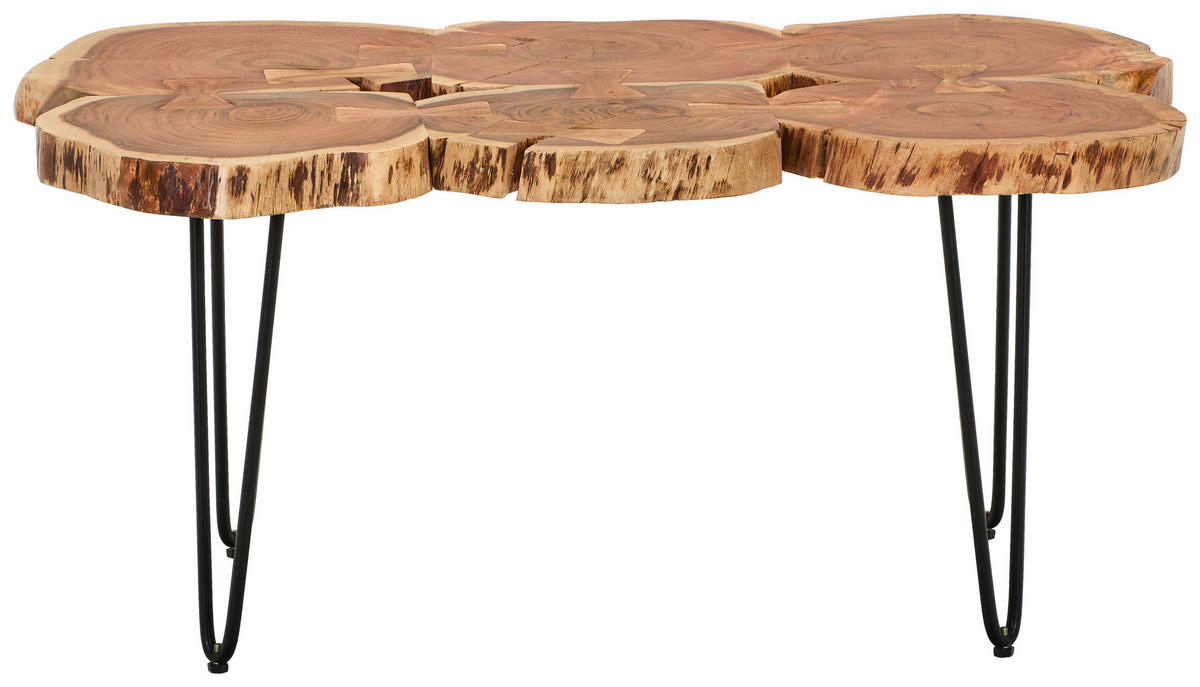 COUCHTISCH Akazie vollmassiv Freiform Schwarz, Akaziefarben  - Schwarz/Akaziefarben, Natur, Holz/Metall (93/60/45cm) - Livetastic