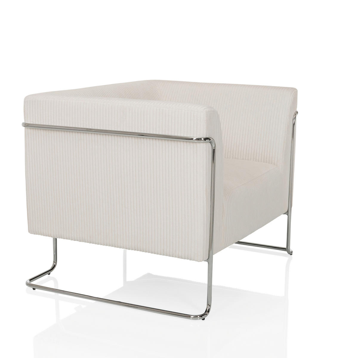 LOUNGESESSEL Cord Weiß    - Silberfarben/Weiß, MODERN, Textil/Metall (88/74/74cm) - MID.YOU
