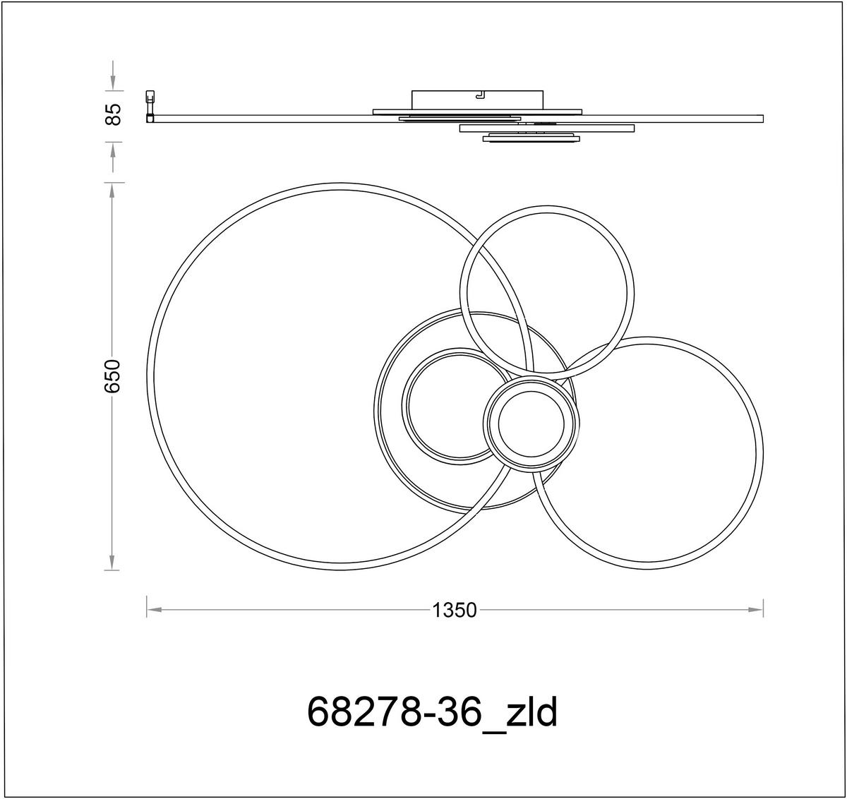 LED-DECKENLEUCHTE Beltran 103,5/65/8,5 cm  - Silberfarben/Opal, Design, Kunststoff/Metall (103,5/65/8,5cm) - Globo