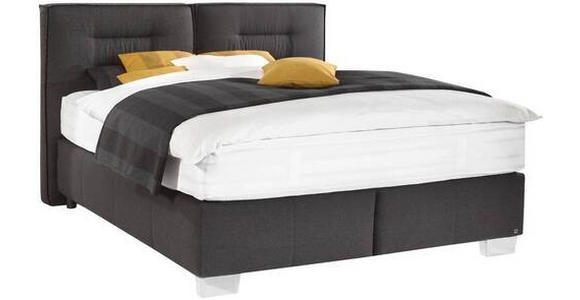 BOXSPRINGBETT 200/200 cm  in Schwarz  - Alufarben/Schwarz, KONVENTIONELL, Textil/Metall (200/200cm) - Dieter Knoll