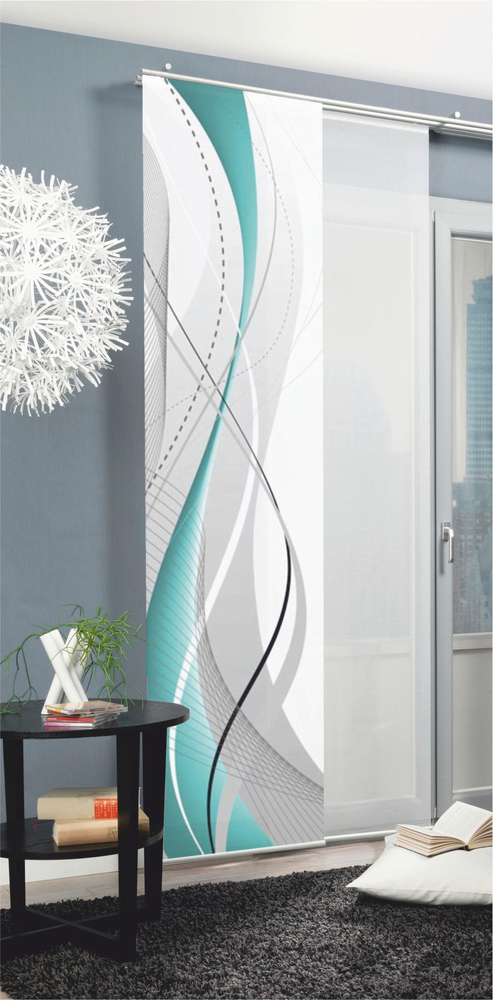 FLÄCHENVORHANG in Petrol blickdicht  - Petrol, Design, Textil (60/245cm)