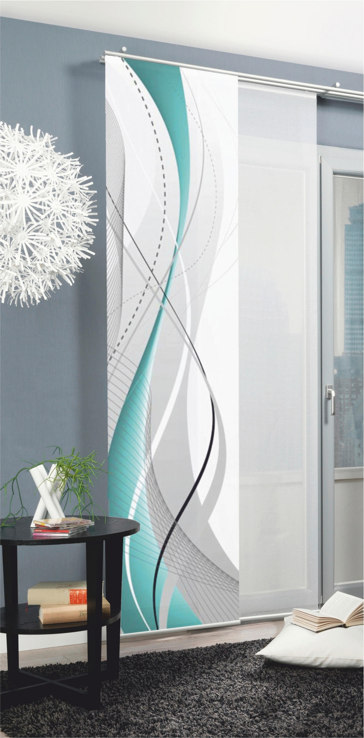 FLÄCHENVORHANG in Petrol blickdicht  - Petrol, Design, Textil (60/245cm)